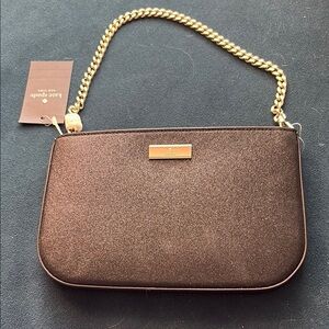 NWT Kate Spade Brown Clutch with Gold Chain